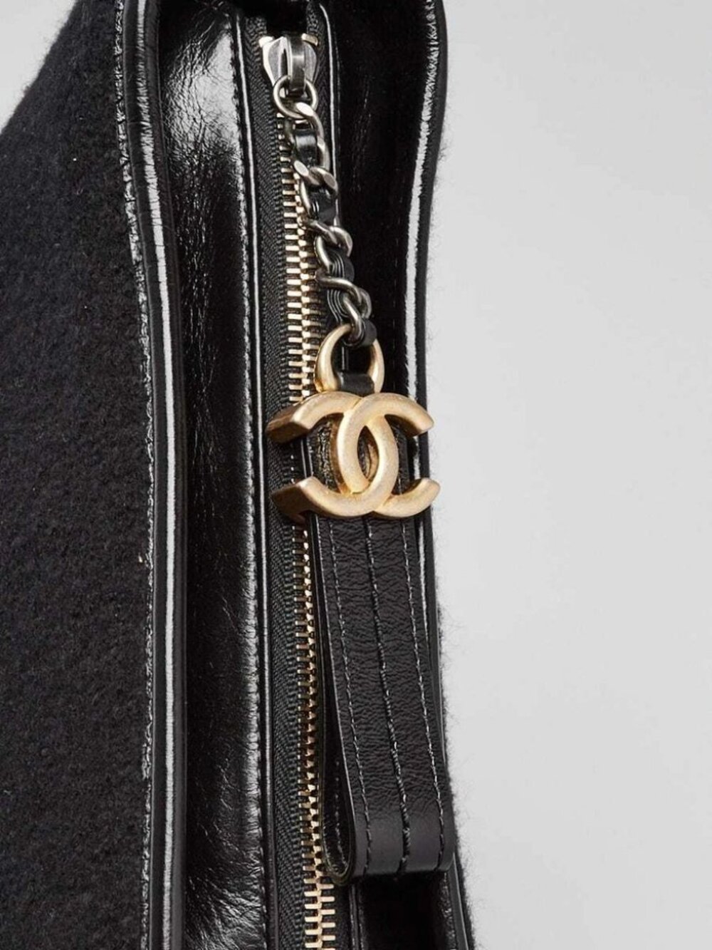 Chanel Black Wool/Leather Paris-Hamburg Medium Gabrielle Hobo Bag - Picture 6 of 10